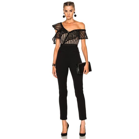 Self-Portrait Pants - Self-Portrait Lace Frill Jumpsuit - 0 Black NWOT